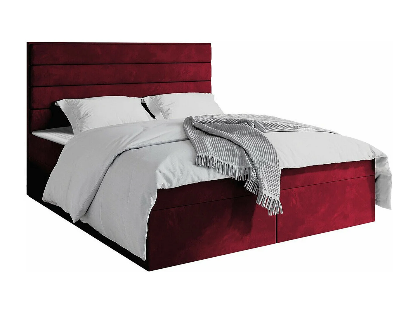 Lit continental Stamford 104, Double, Continental, Rouge, 160x200, Tapisserie, 160x209cm