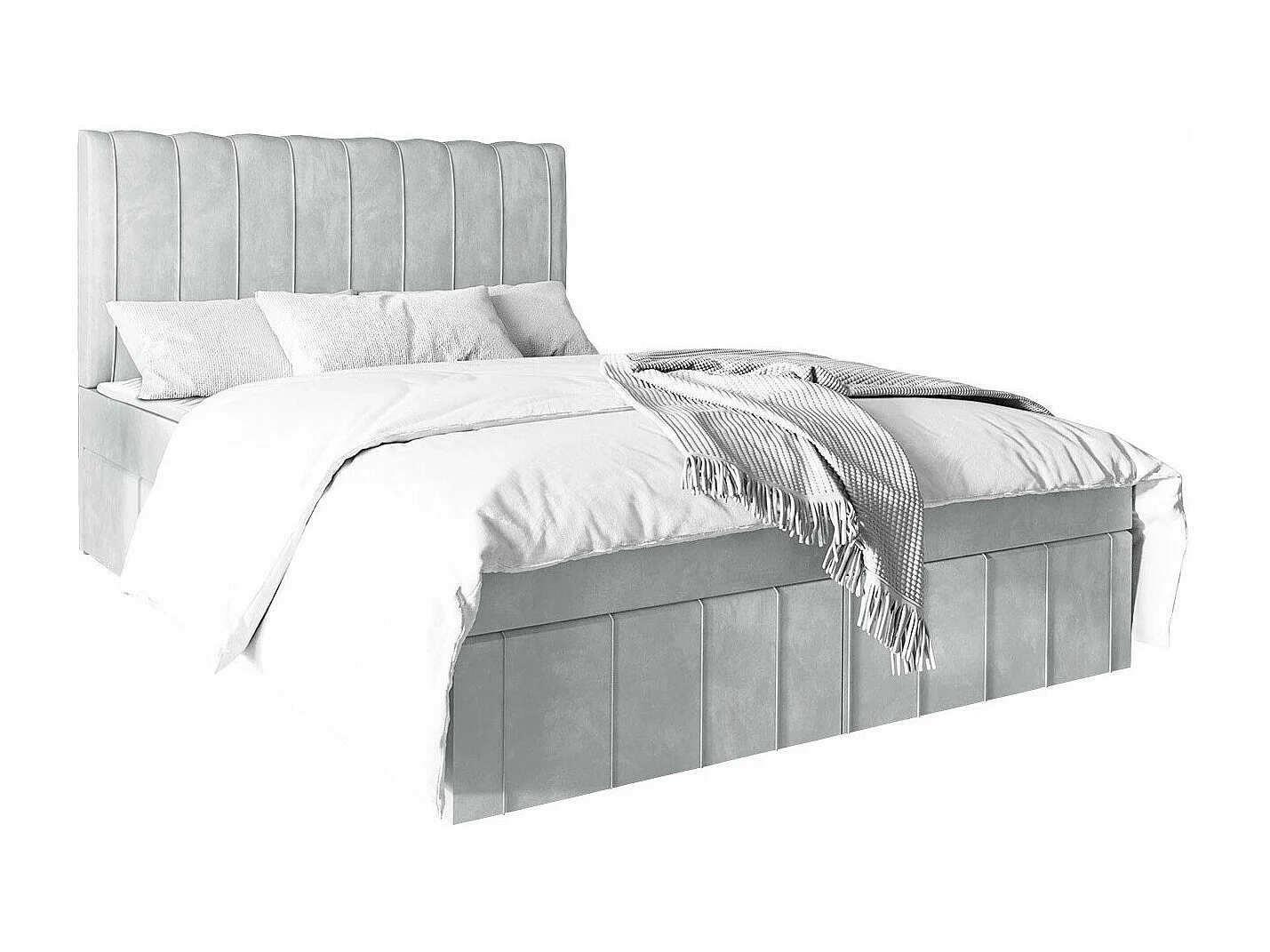 Cama continental Stamford 106, Continental, Doble, Gris, 180x200, Tapiz, Somieres, 180cm