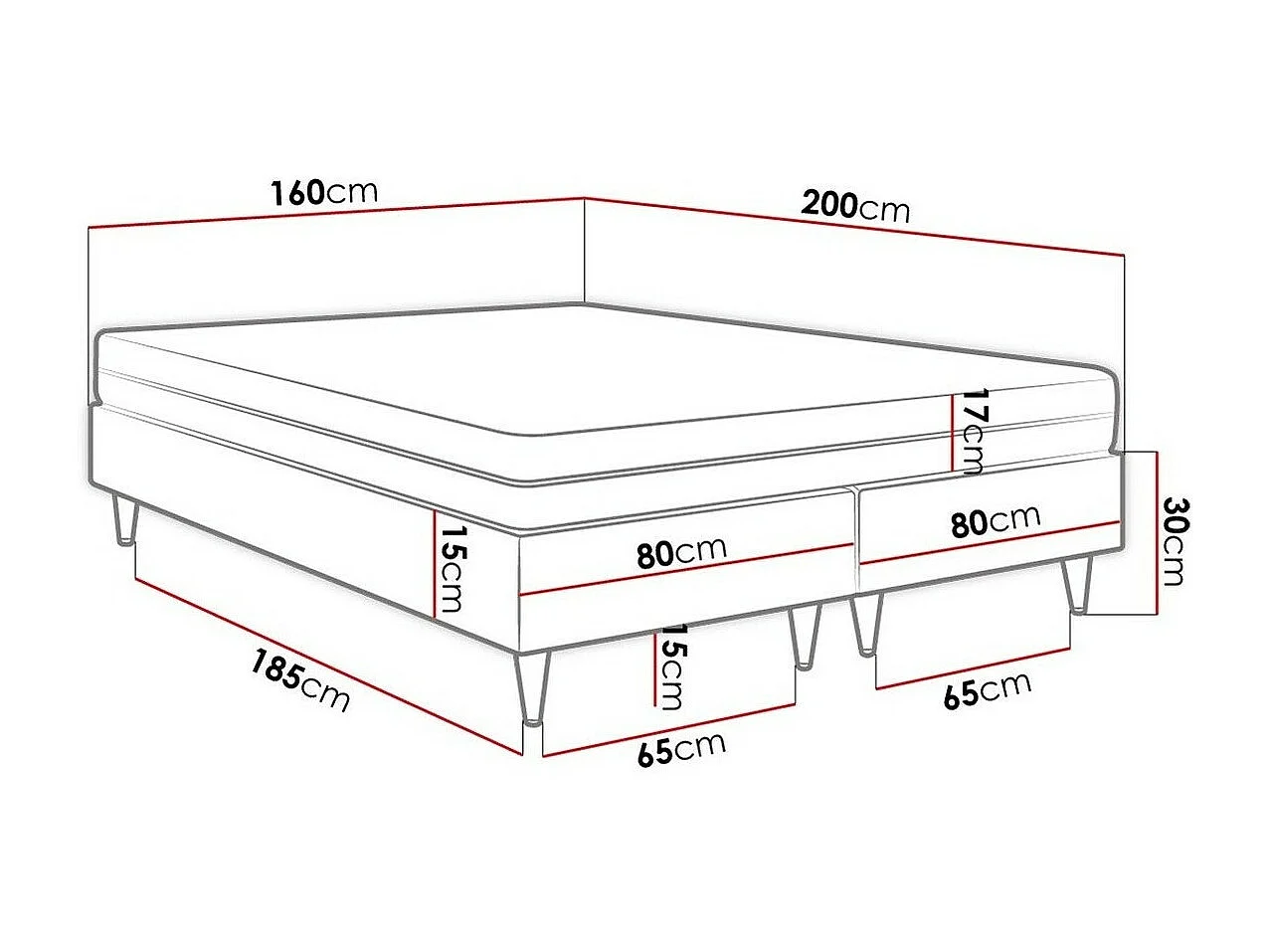 Cama continental Logan 109, Casal, Castanho claro, Tecido, 16x20x5cm