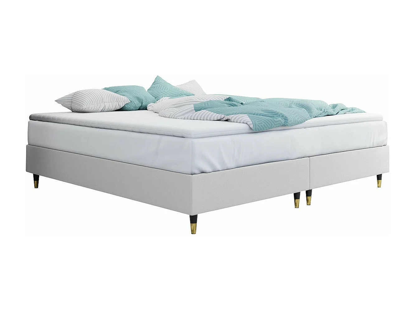 Lit continental Logan 109, Continental, Double, Blanc, 180x200, Faux cuir, Disponible,