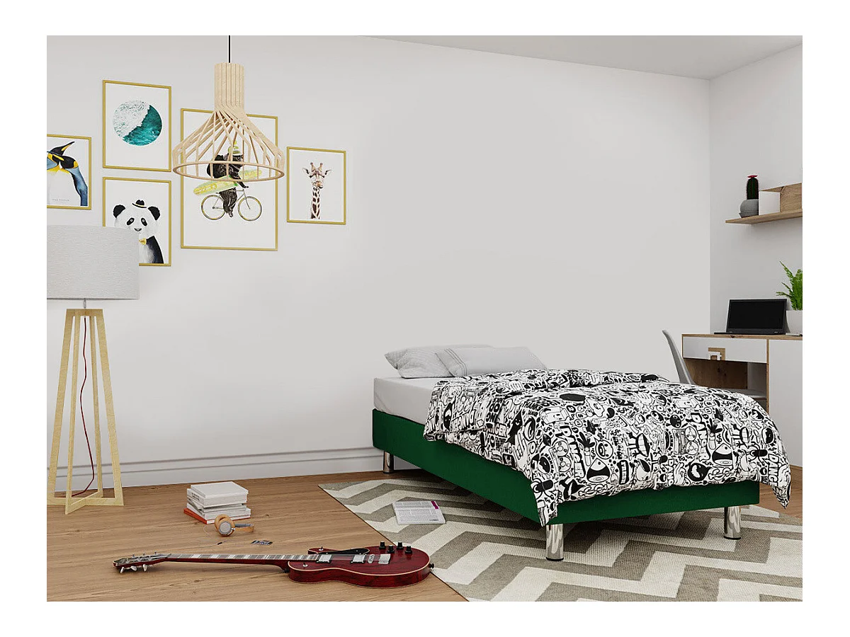 Lit continental Logan 101, Continental, Unique, Vert, 120x200, Tapisserie, 120x200x47cm