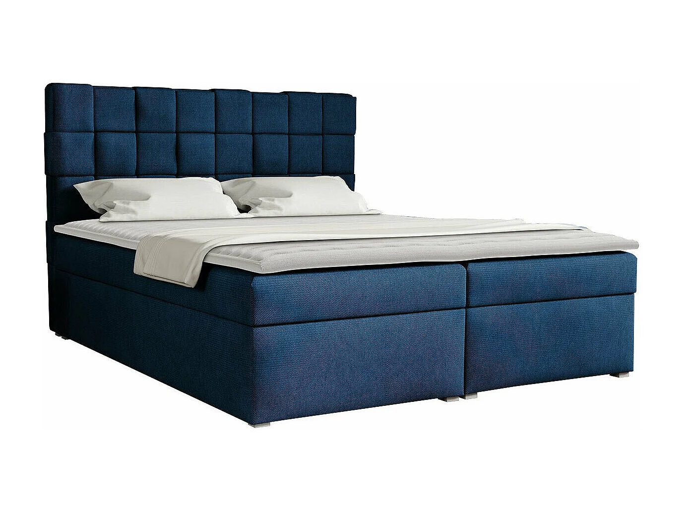 Cama continental Pomona 117, Continental, Doble, Azul, 160x200, Tapiz, Somieres, 160cm