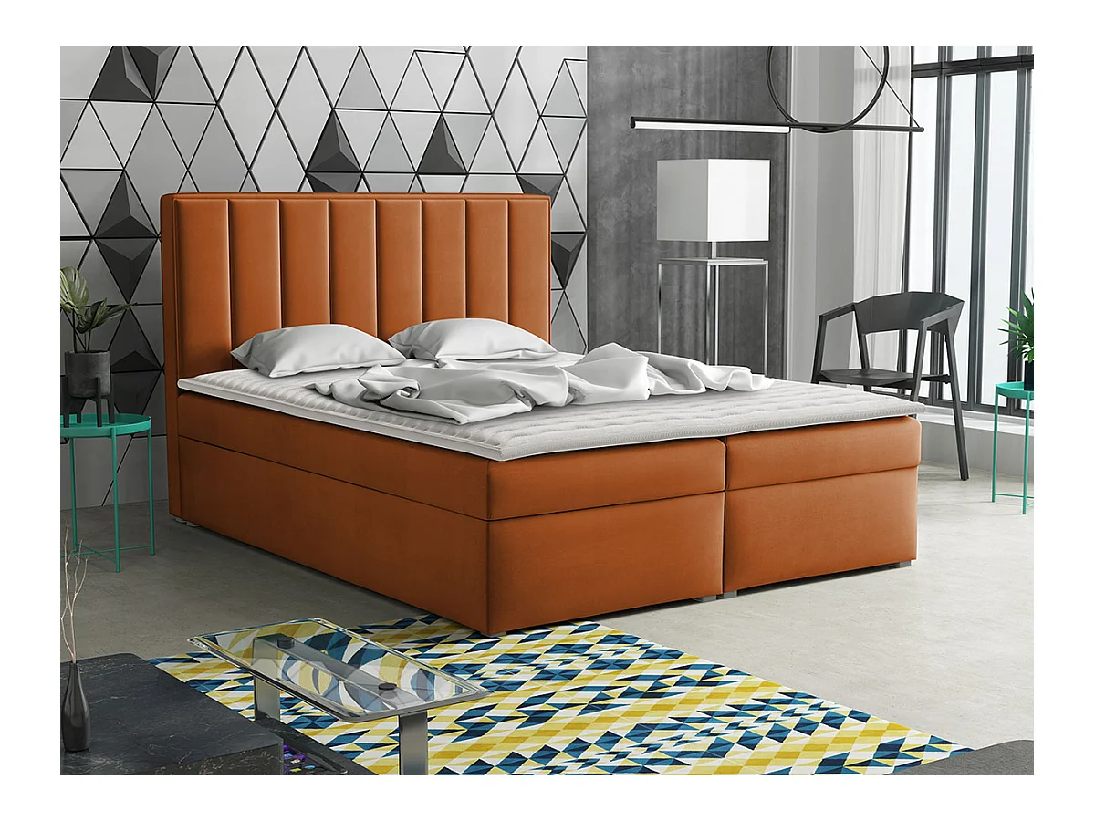 Lit continental Pomona 116, Continental, Double, Rouge, 180x200, Tapisserie, 180x215cm