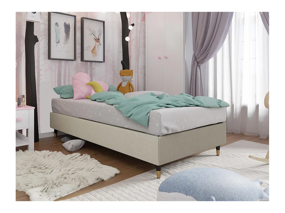 Lit continental Logan 108, Continental, Unique, Brun clair, 120x200, Tapisserie, 120x47cm