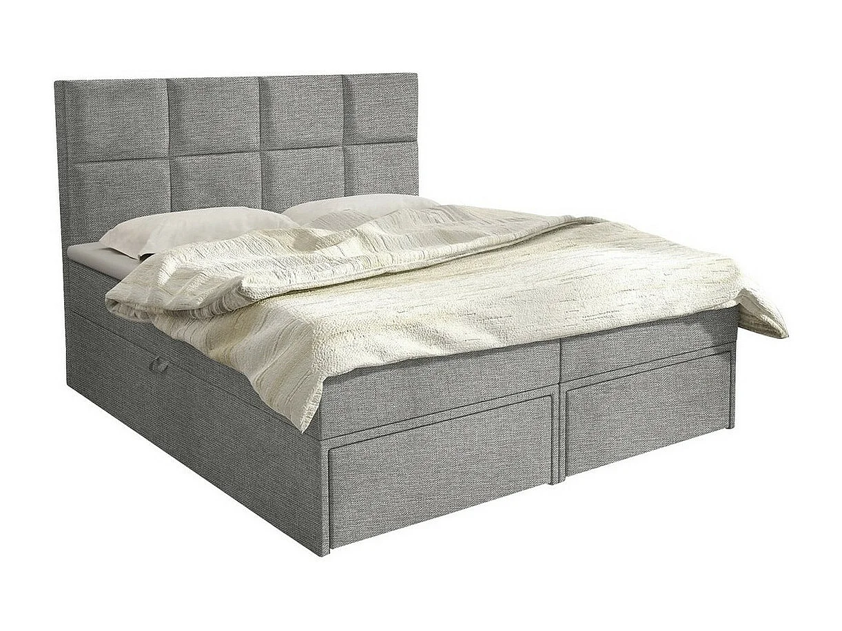 Cama continental Eugene 101, Doble, Continental, Gris, 160x200, Tapiz, Somieres, 160cm