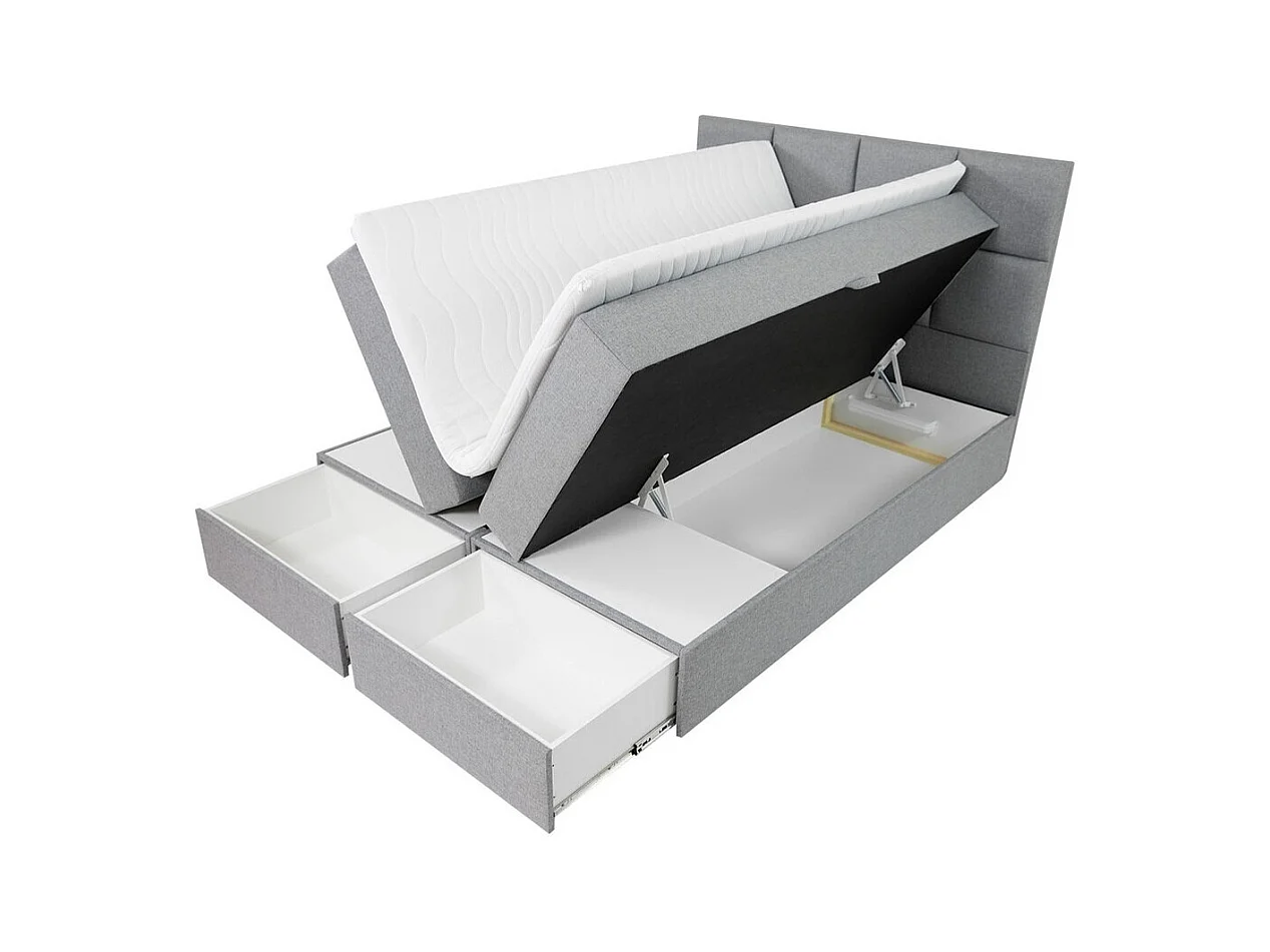 Cama continental Eugene 101, Doble, Continental, Gris, 160x200, Tapiz, Somieres, 160cm