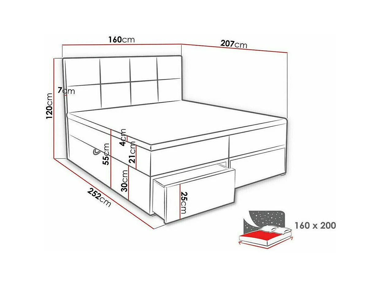 Cama continental Eugene 101, Doble, Continental, Gris, 160x200, Tapiz, Somieres, 160cm
