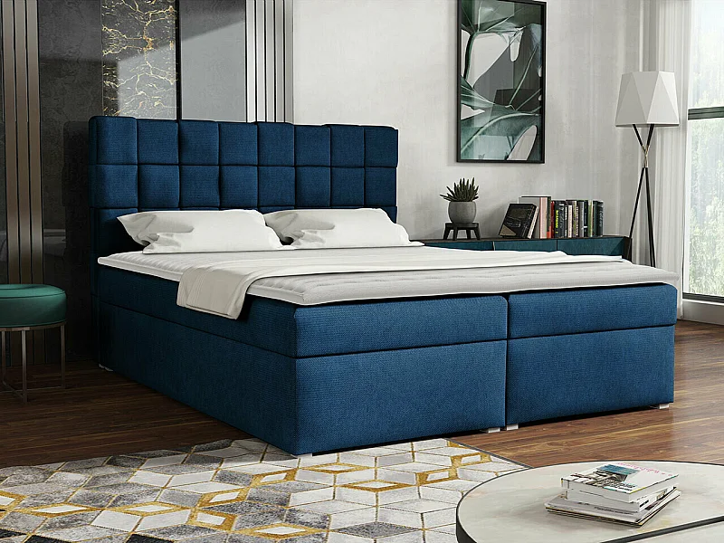 Lit continental Pomona 117, Continental, Double, Bleu, 140x200, Tapisserie, 140x215x115cm