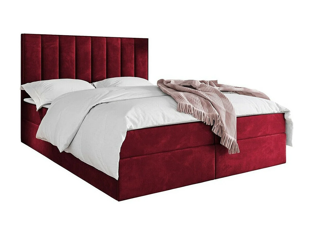 Lit continental Stamford 101, Continental, Double, Rouge, 160x200, Tapisserie, 160x208cm