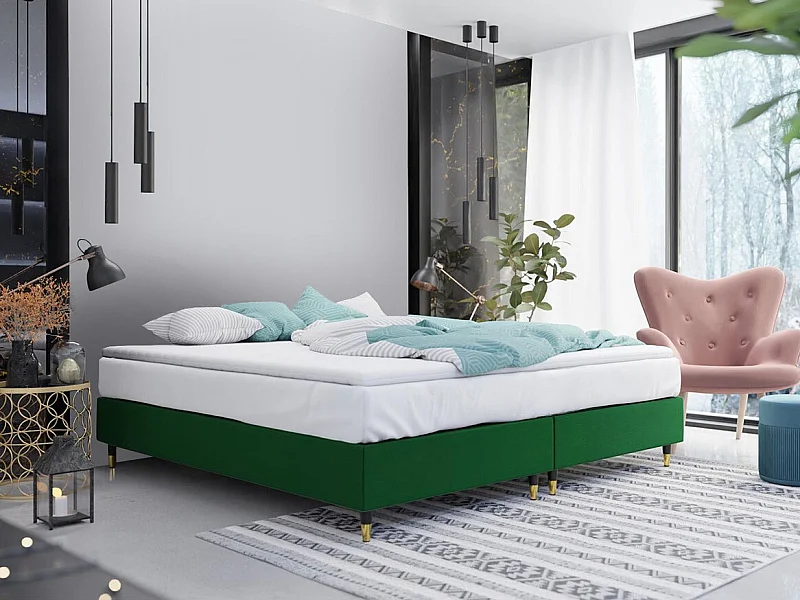 Cama continental Logan 109, Doble, Continental, Verde, 160x200, Tapiz, Somieres, 160x47cm