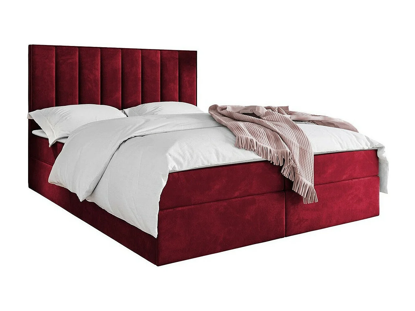 Lit continental Stamford 101, Continental, Double, Rouge, 140x200, Tapisserie, 140x208cm