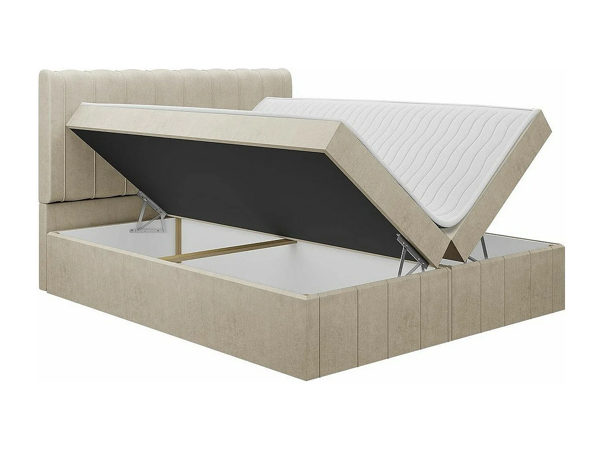 Lit continental Stamford 106, Double, Continental, Gris, 140x200, Tapisserie, 140x209cm