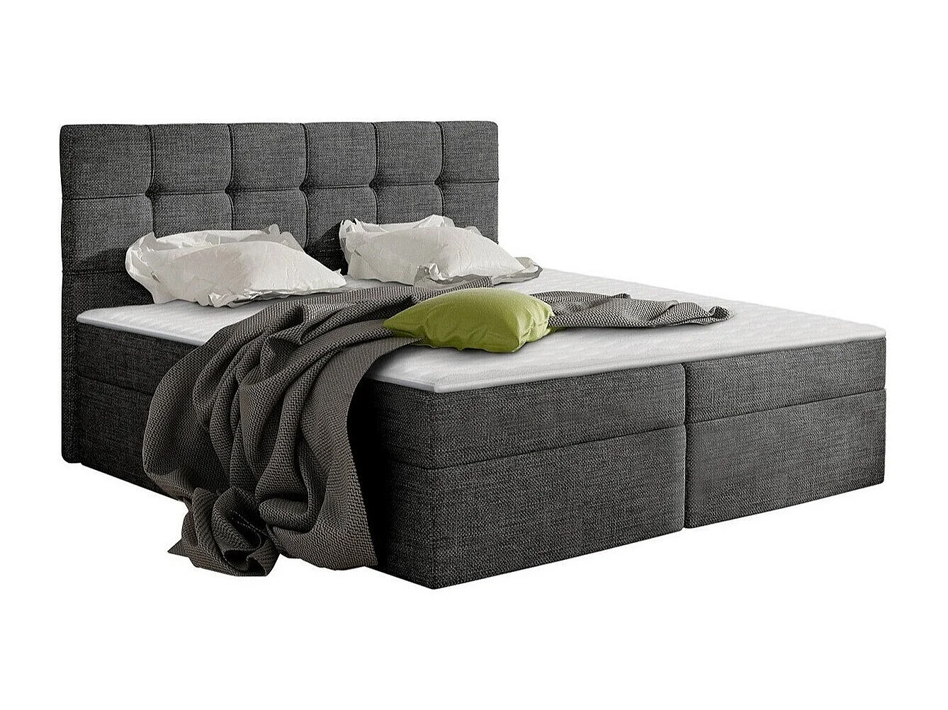 Cama continental Comfivo 195, Continental, Doble, Gris, 140x200, Tapiz, Somieres, 146cm
