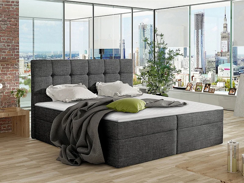 Cama continental Comfivo 195, Continental, Doble, Gris, 140x200, Tapiz, Somieres, 146cm
