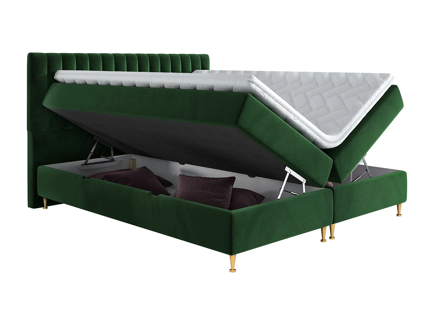 Cama continental ComfiDream 156, Continental, Doble, De color marrón claro, 160x200,