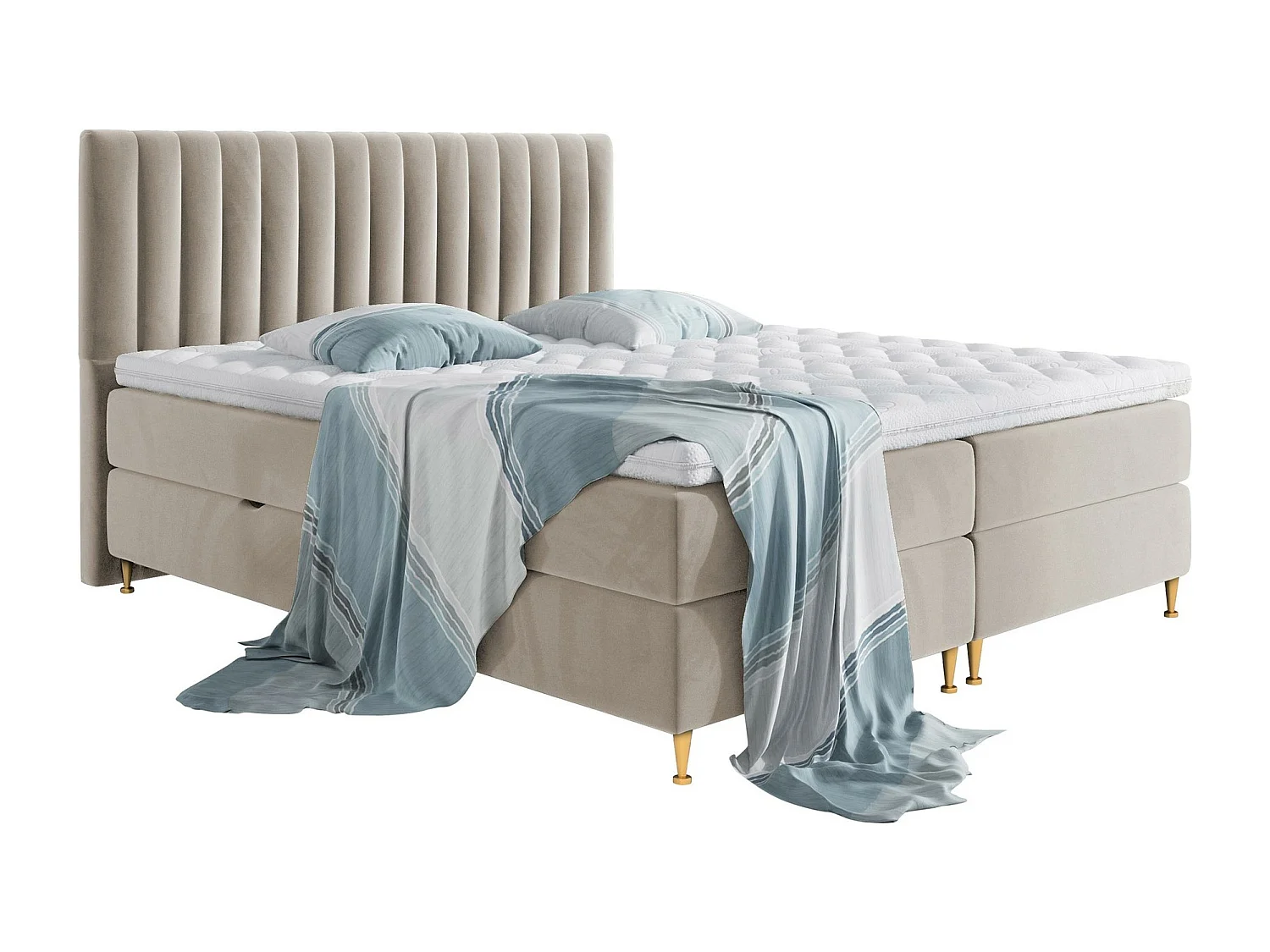 Lit continental ComfiDream 156, Continental, Double, Brun clair, 160x200, Tissu, 168cm