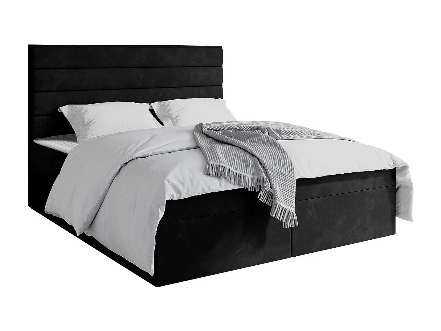 Cama continental Stamford 104, Casal, Preto, Tecido, Estrados de cama