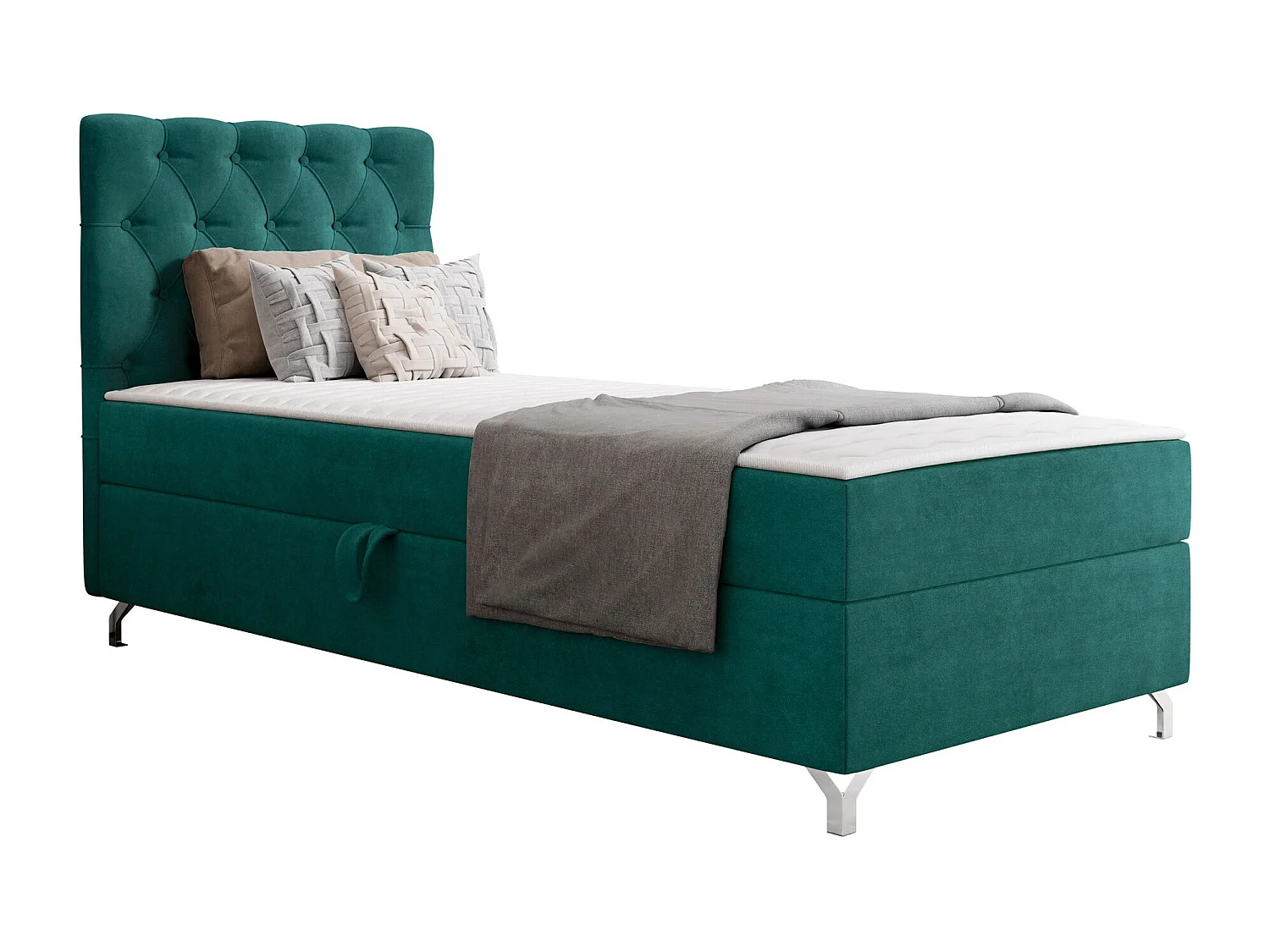 Cama continental Memphis 142, Solteiro, Verde, Tecido, 8x21x11cm