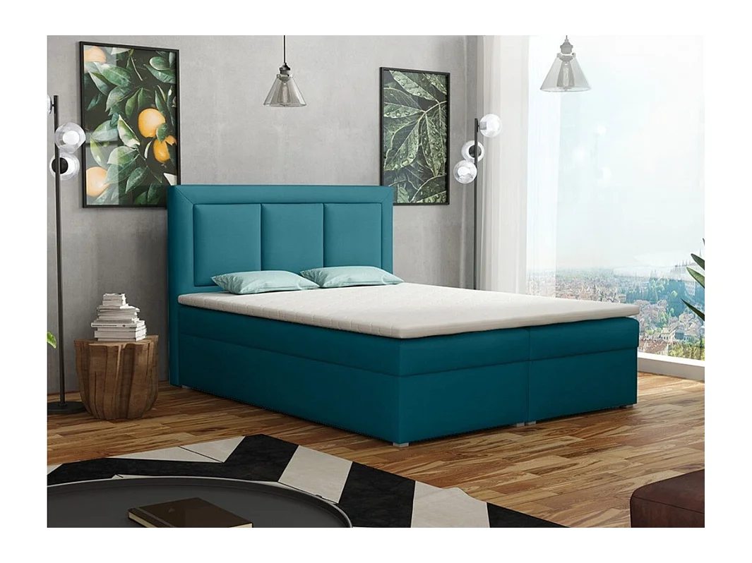 Letto continentale Pomona 112, Continentale, Doppio, Turchese, 140x200, Arazzo, Con,