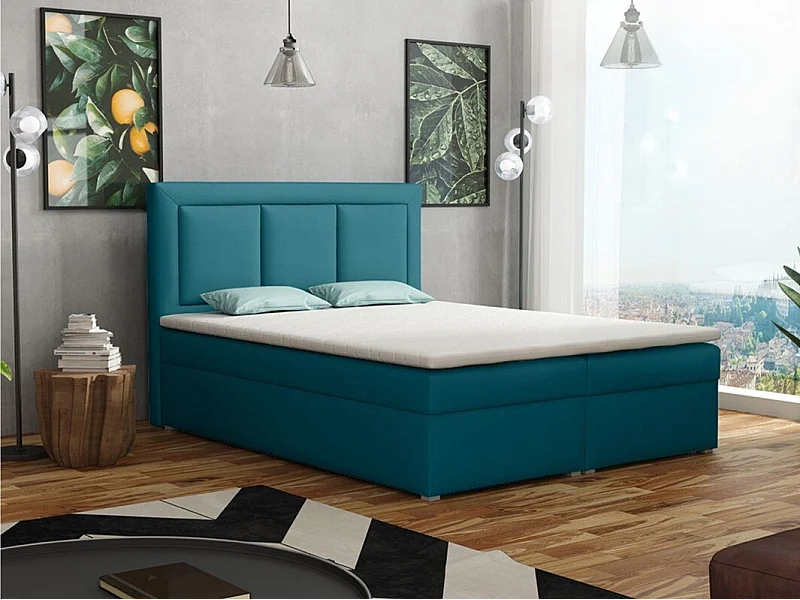 Cama continental Pomona 112, Continental, Doble, Turquesa, 140x200, Tapiz, Somieres,