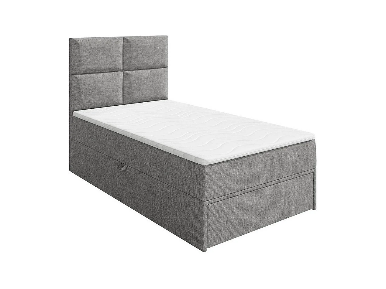 Cama continental Eugene 100, Individuales, Continental, Gris, 90x200, Tapiz, Somieres,