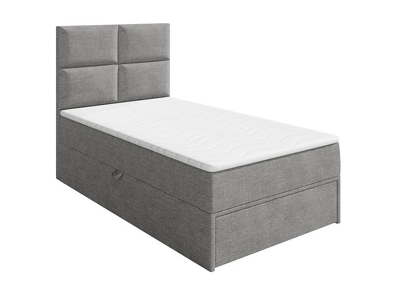 Cama continental Eugene 100, Individuales, Continental, Gris, 90x200, Tapiz, Somieres,