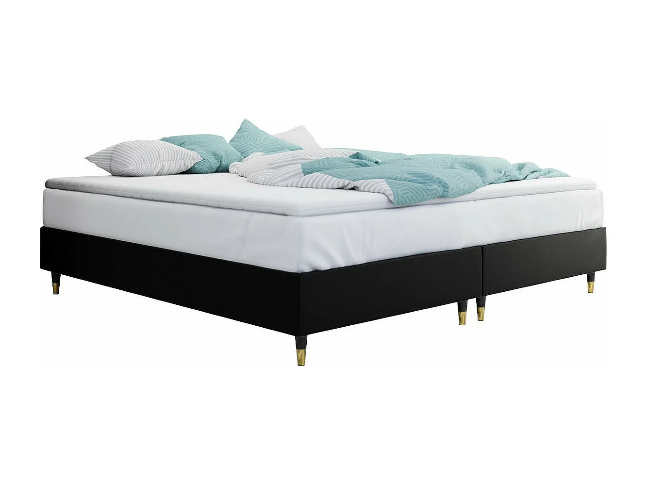 Cama continental Logan 109, Doble, Continental, Negro, 160x200, Cuero ecológico, Somieres