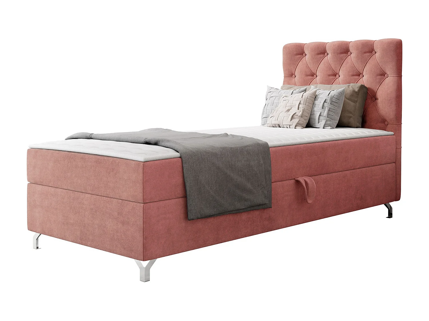 Cama continental Memphis 142, Continental, Individuales, Rosa, 90x200, Tapiz, Somieres,