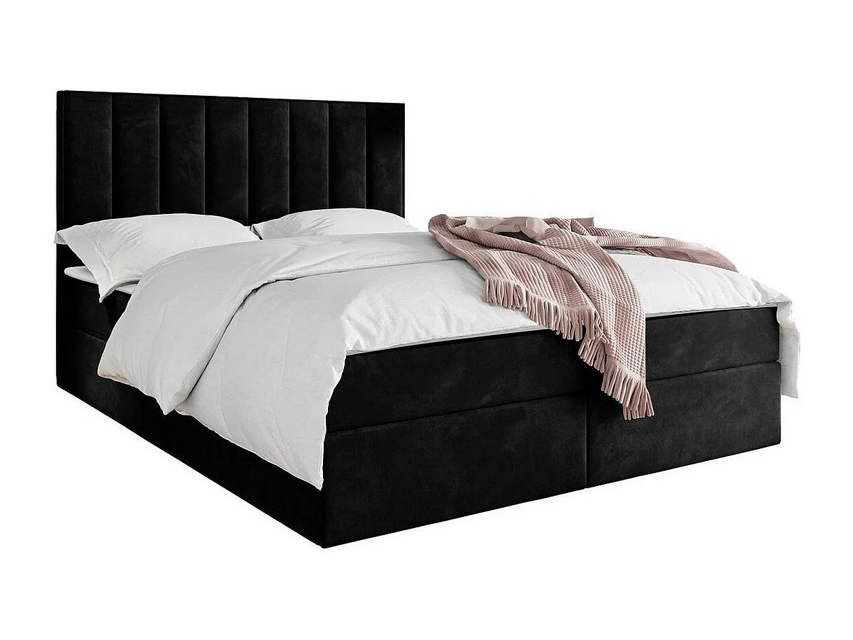 Letto continentale Stamford 101, Continentale, Doppio, Nero, 160x200, Arazzo, Con, 160cm