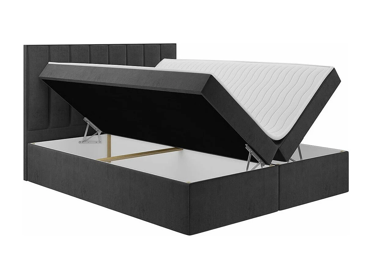 Letto continentale Stamford 101, Continentale, Doppio, Nero, 160x200, Arazzo, Con, 160cm