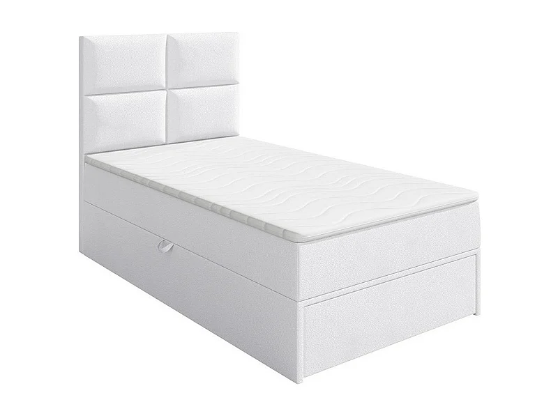 Cama continental Eugene 100, Individuales, Continental, Blanco, 90x200, Cuero ecológico,