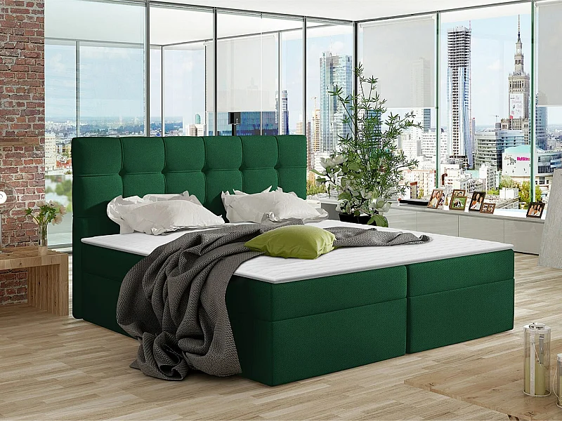 Cama continental Comfivo 195, Continental, Doble, Verde, 180x200, Tapiz, Somieres, 186cm