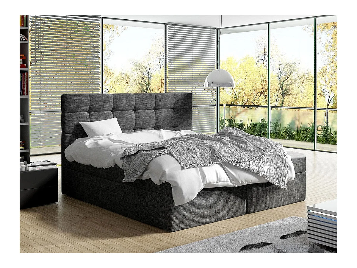 Lit continental Comfivo 196, Double, Continental, Gris, 140x200, Tapisserie, 143x206cm