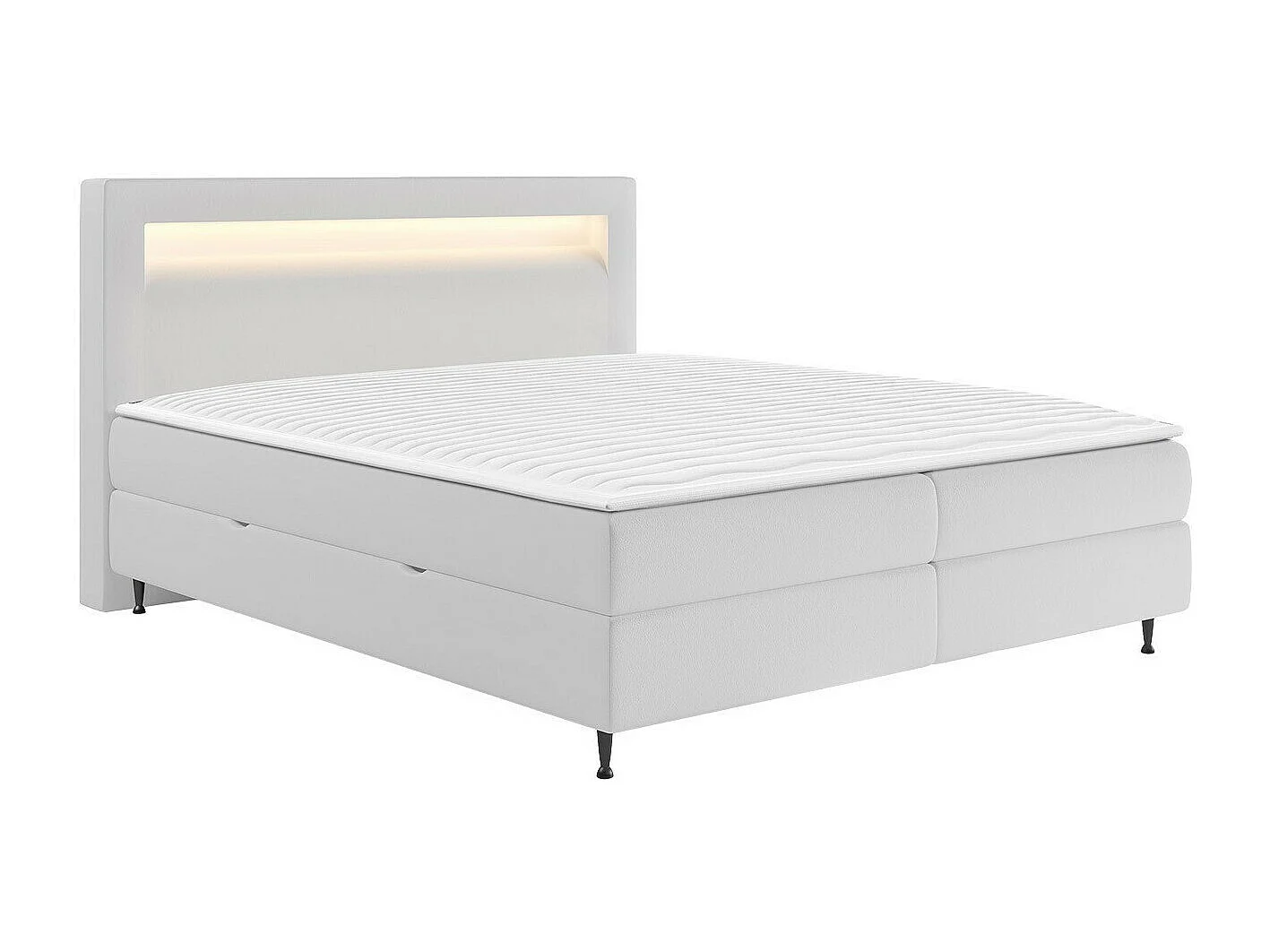 Lit continental ComfiDream 182, Continental, Double, Blanc, 140x200, Faux cuir, 147x212cm