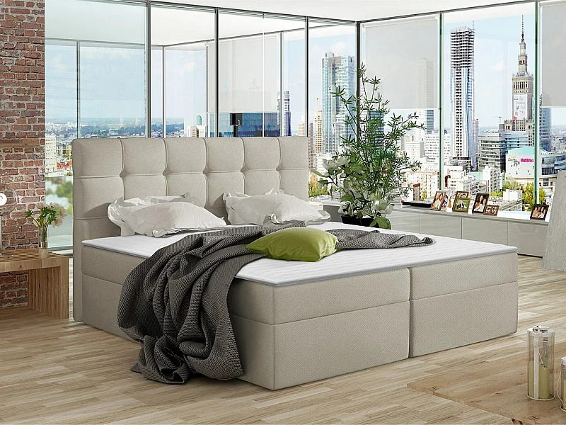 Cama continental Comfivo 195, Continental, Doble, De color marrón claro, 160x200, Tapiz,