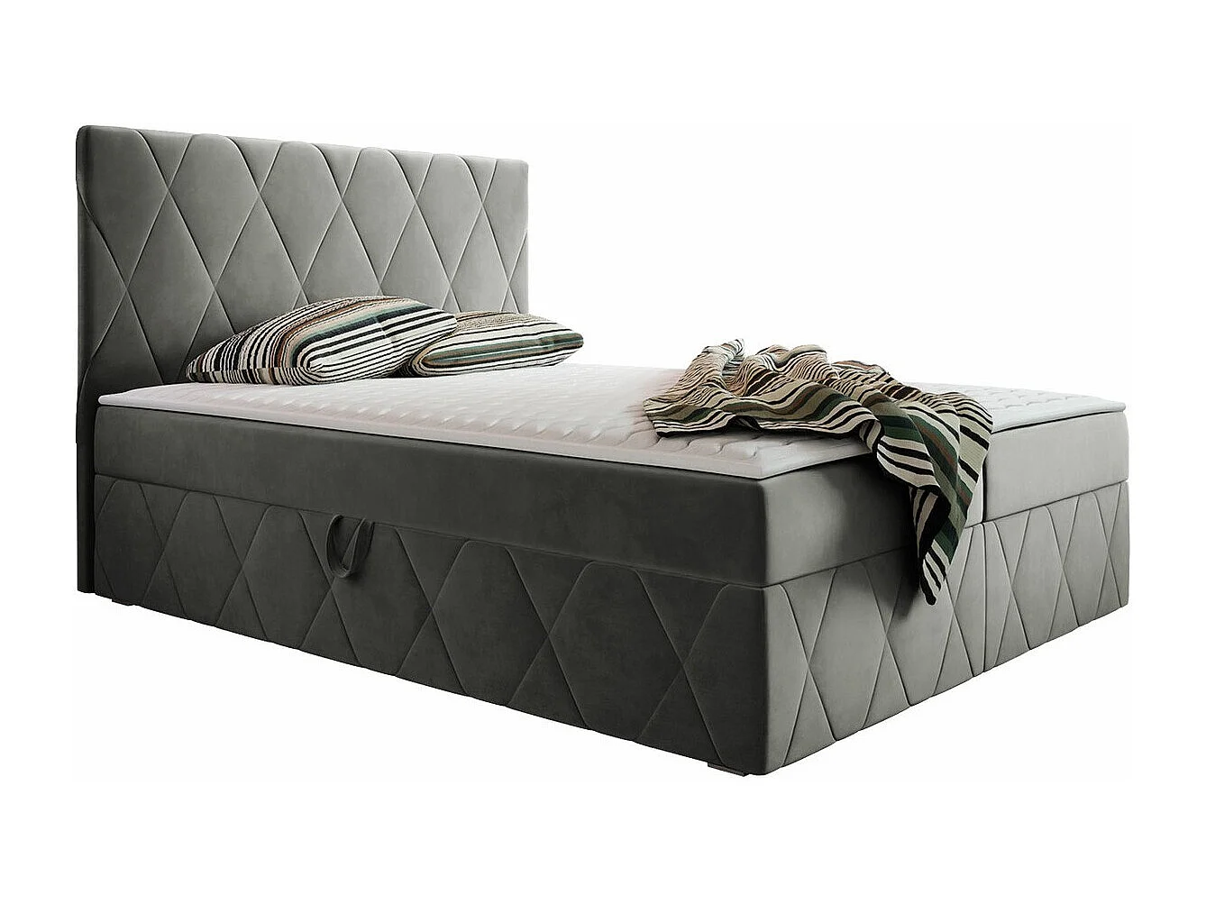 Lit continental Comfivo 225, Continental, Double, Gris, 160x200, Tissu, Disponible, 163cm