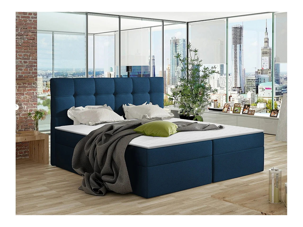 Letto continentale Comfivo 195, Continentale, Doppio, Blu, 140x200, Arazzo, Con, 146cm