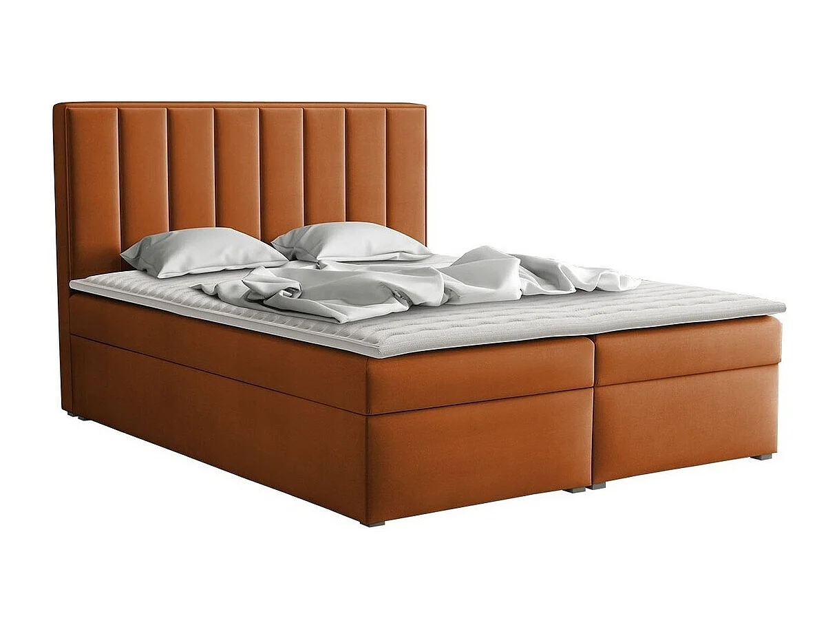 Lit continental Pomona 116, Double, Continental, Rouge, 160x200, Tissu, Disponible, 160cm