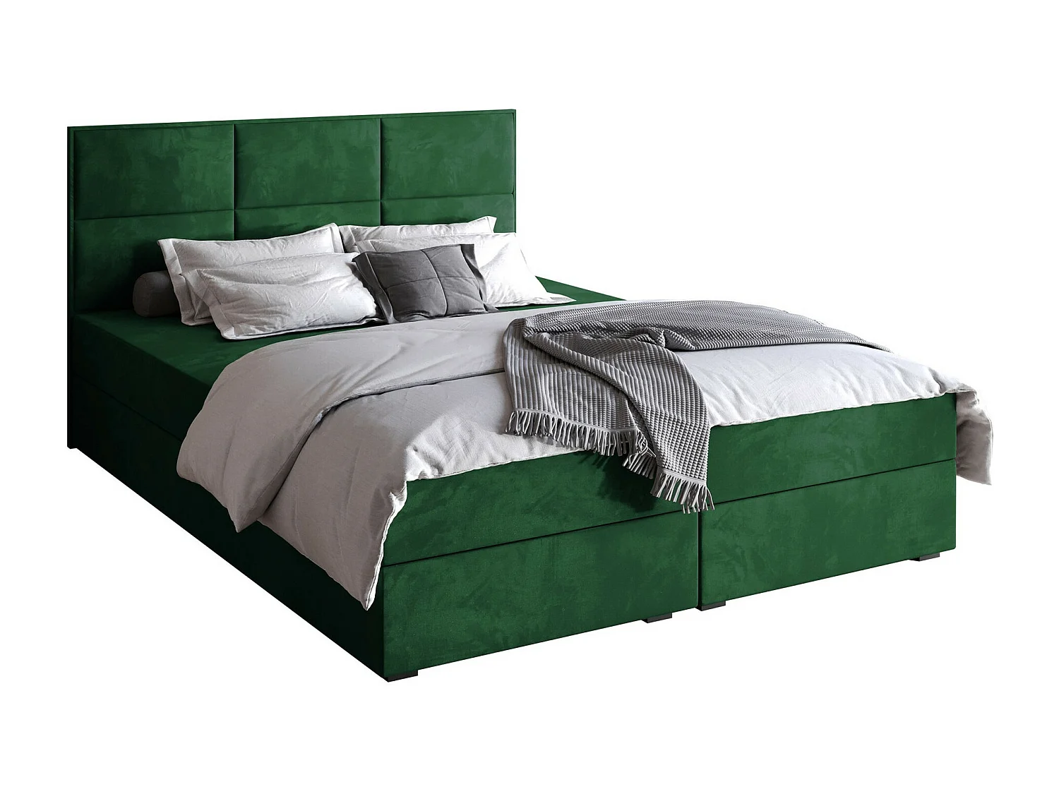Cama continental Stamford 103, Casal, Castanho claro, Tecido