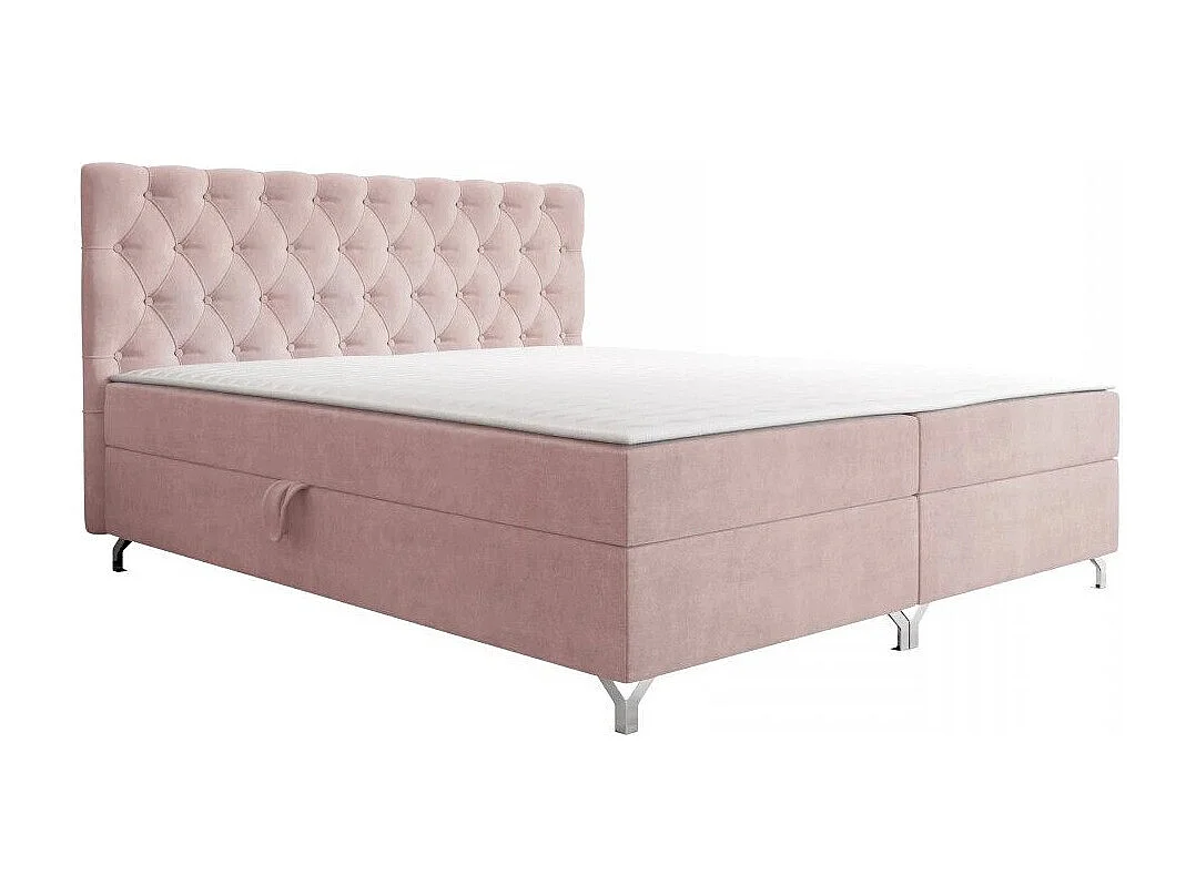 Cama continental Memphis 141, Continental, Doble, Rosa, 140x200, Somieres, 146x207x114cm