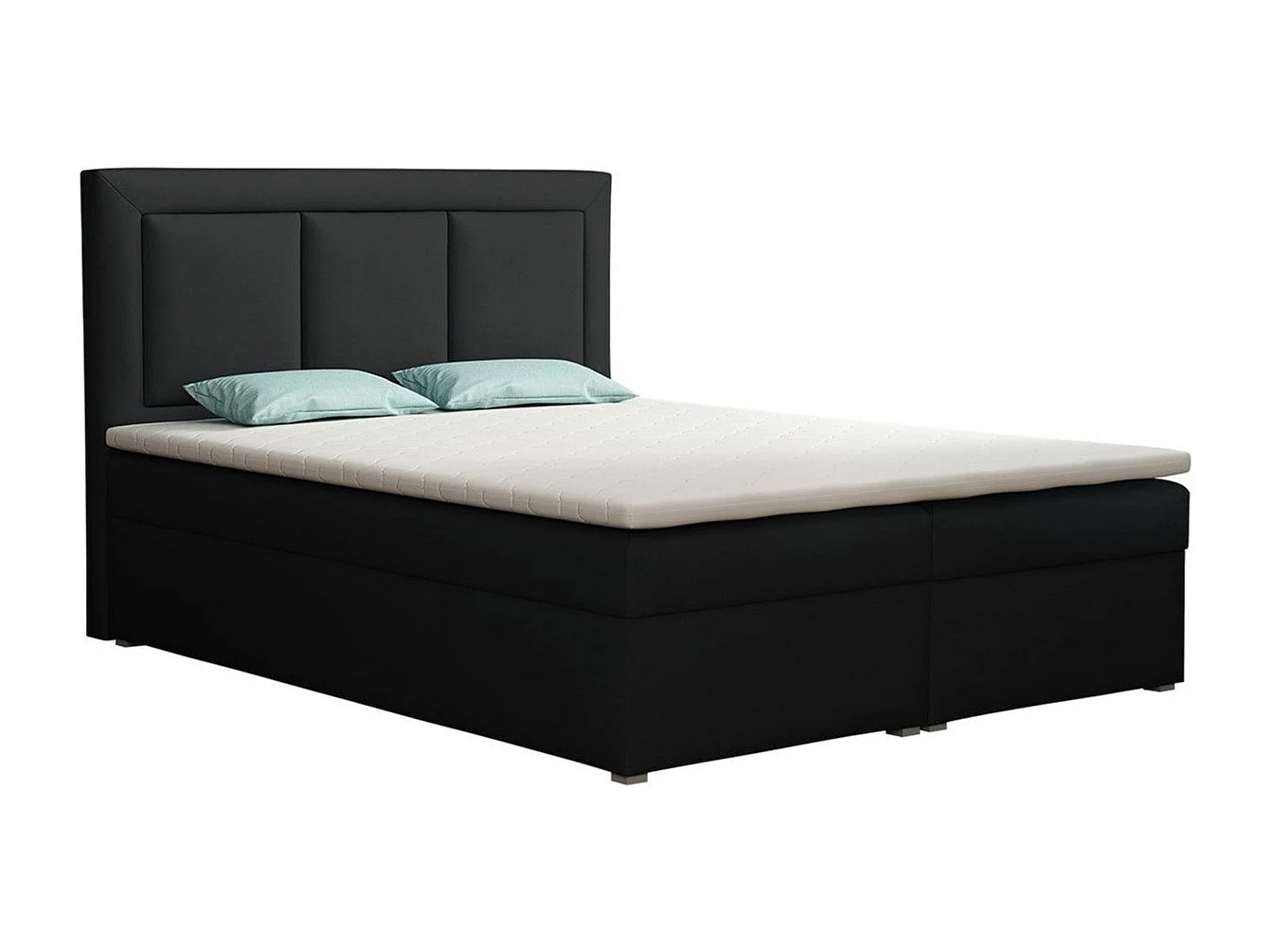 Cama continental Pomona 112, Continental, Doble, Negro, 140x200, Tapiz, Somieres, 140cm