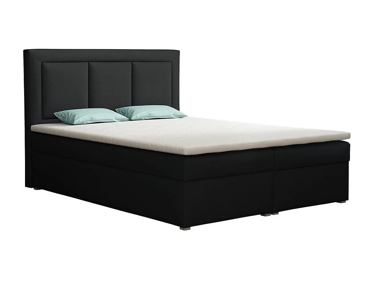 Lit continental Pomona 112, Continental, Double, Noir, 160x200, Tissu, Disponible, 160cm