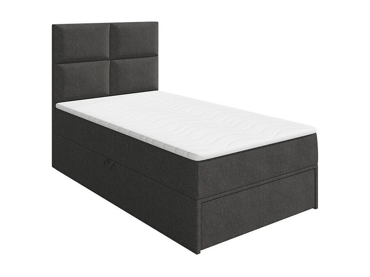 Cama continental Eugene 100, Individuales, Continental, Gris, 90x200, Tapiz, Somieres,