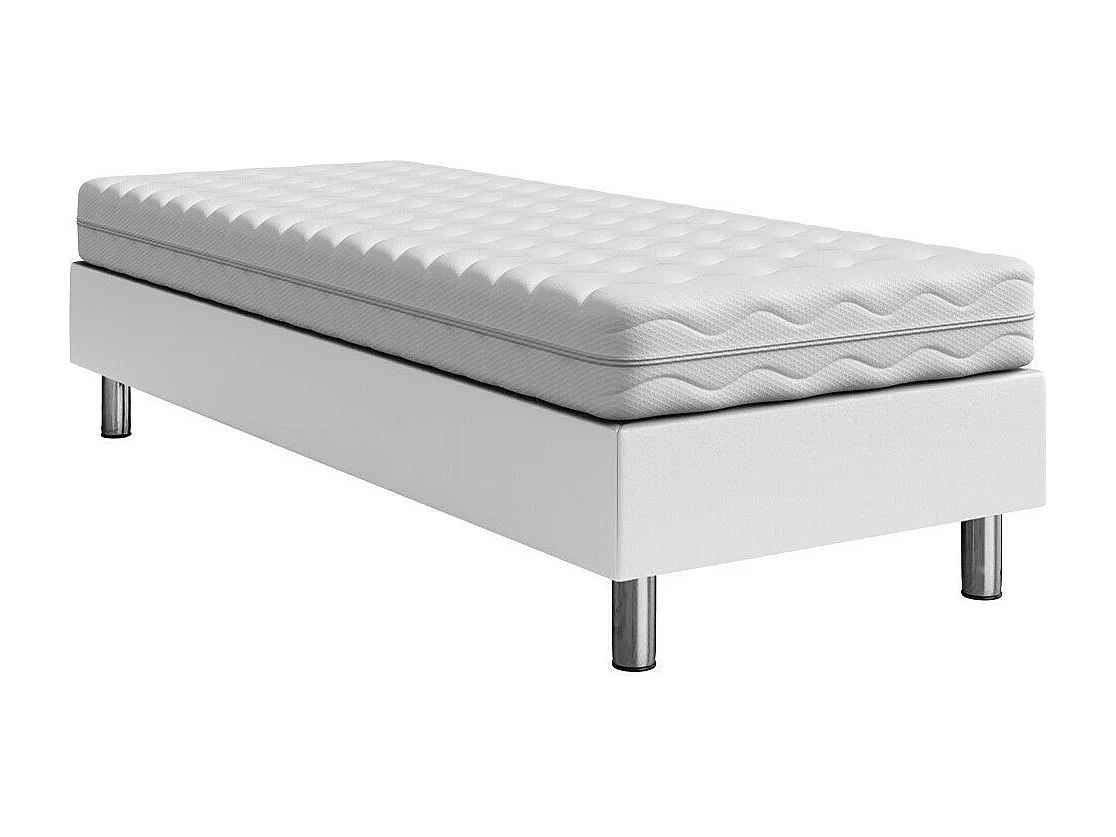 Cama continental Logan 101, Continental, Individuales, Blanco, 120x200, Cuero ecológico,