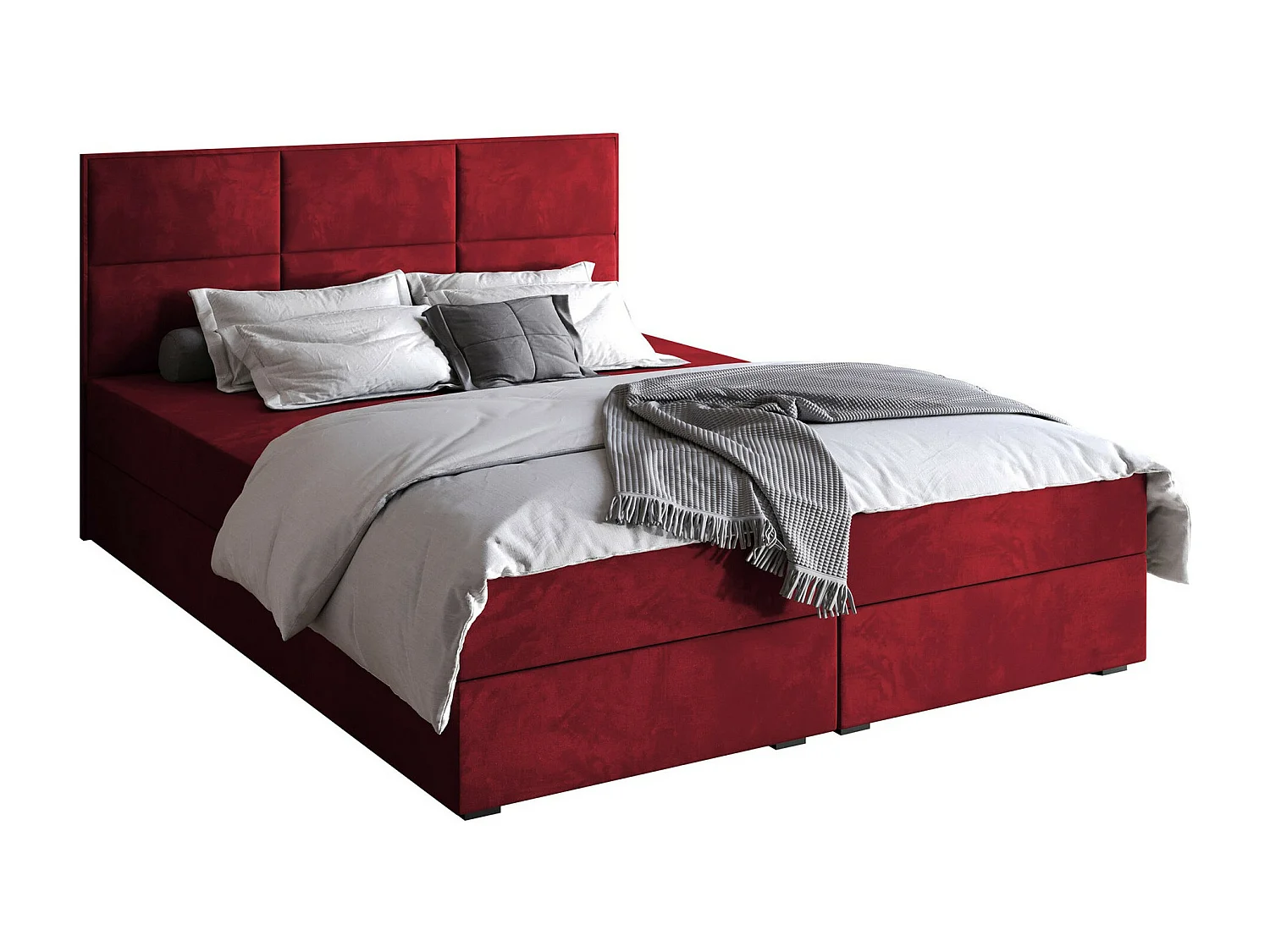 Lit continental Stamford 103, Double, Continental, Rouge, 180x200, Tapisserie, 180x209cm