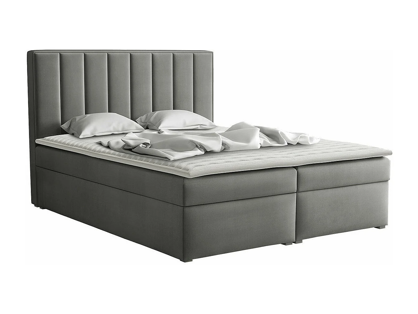 Cama continental Pomona 116, Continental, Doble, Gris, 140x200, Tapiz, Somieres, 140cm