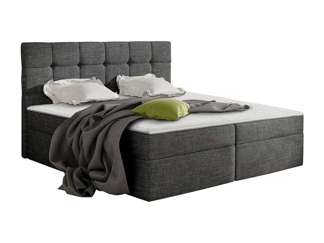 Cama continental Comfivo 195, Continental, Doble, Gris, 180x200, Tapiz, Somieres, 186cm