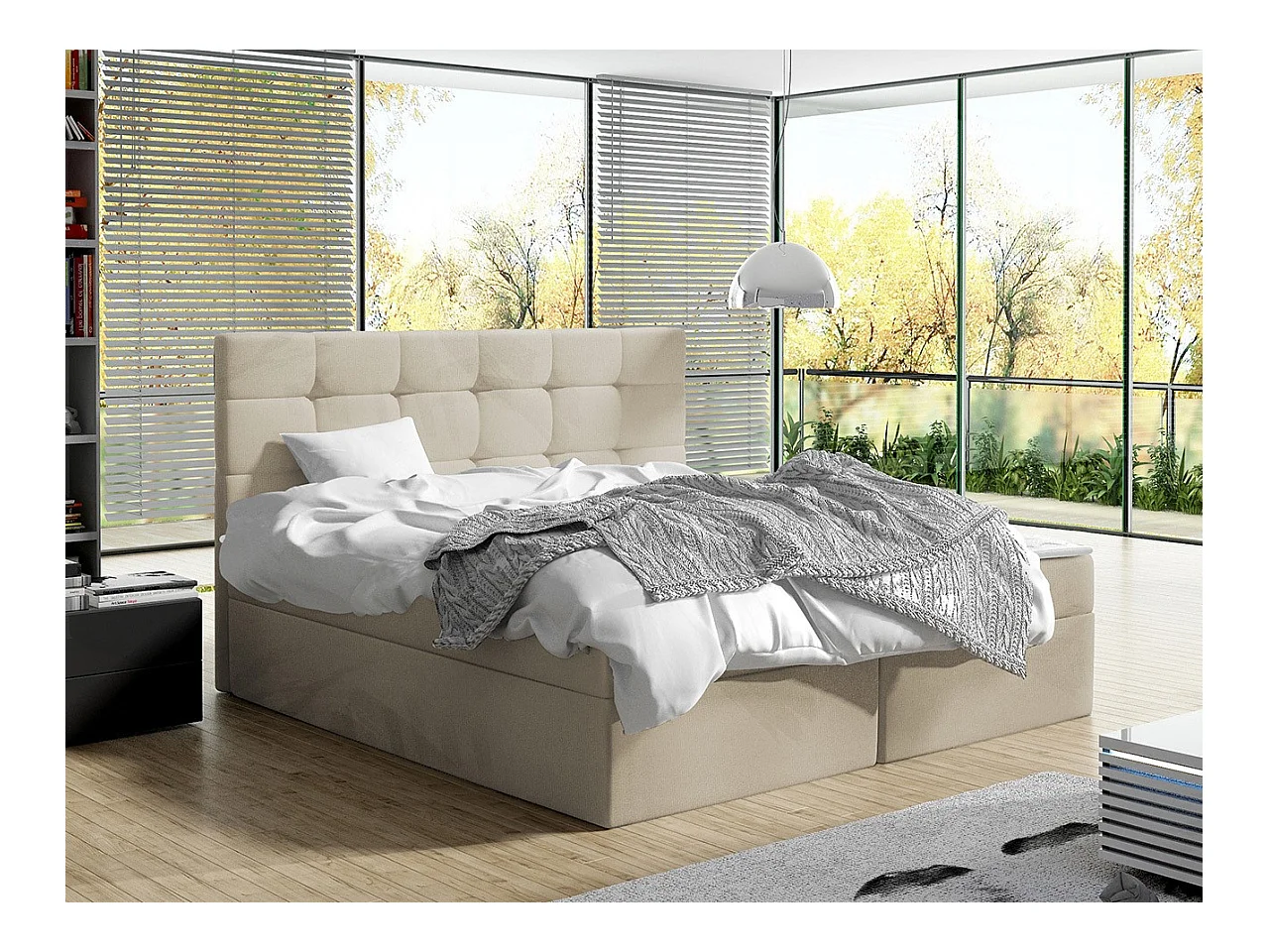 Lit continental Comfivo 196, Continental, Double, Brun clair, 160x200, Tapisserie, 163cm