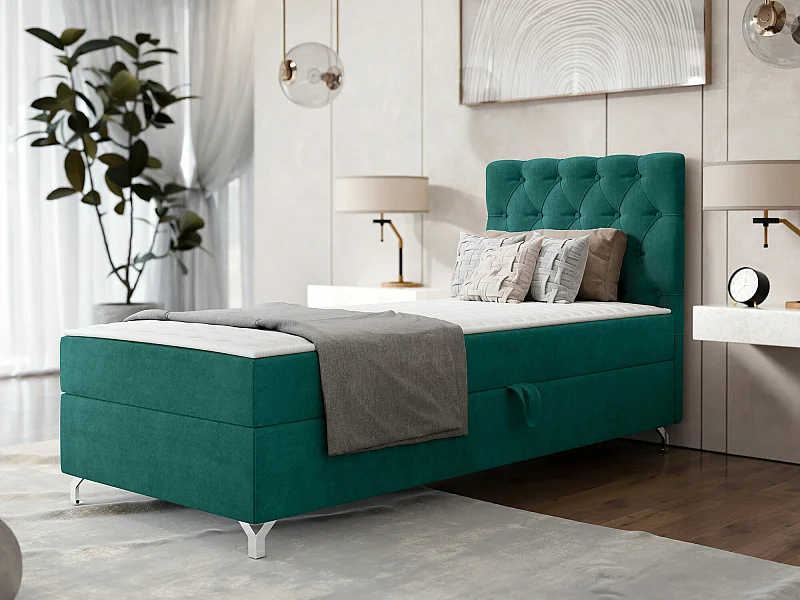 Cama continental Memphis 142, Continental, Individuales, Verde, 80x200, Tapiz, Somieres,