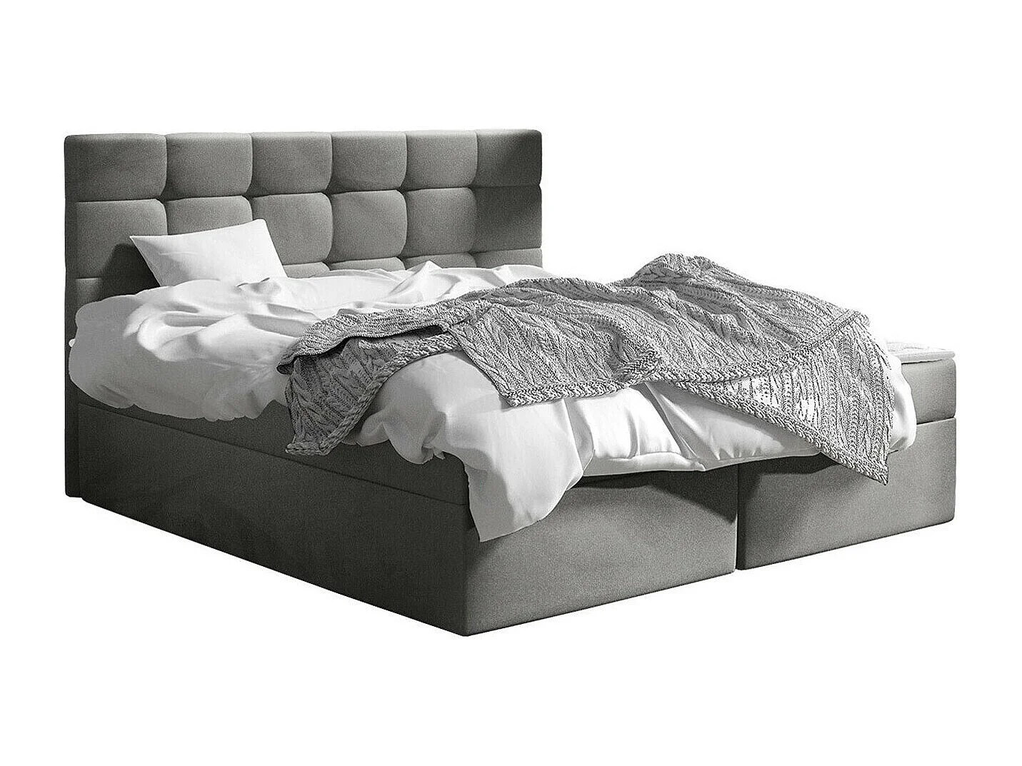 Lit continental Comfivo 196, Continental, Double, Gris, 180x200, Tissu, Disponible, 183cm